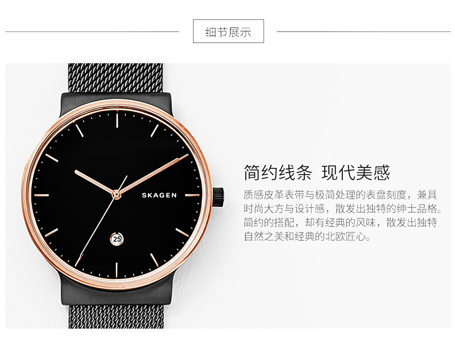 SKAGEN DENMARK 丹麥詩格恩石英男士手表SKW6296 海外本土原版
